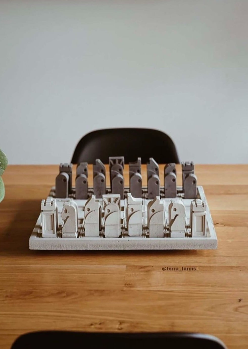 brutalist chess set